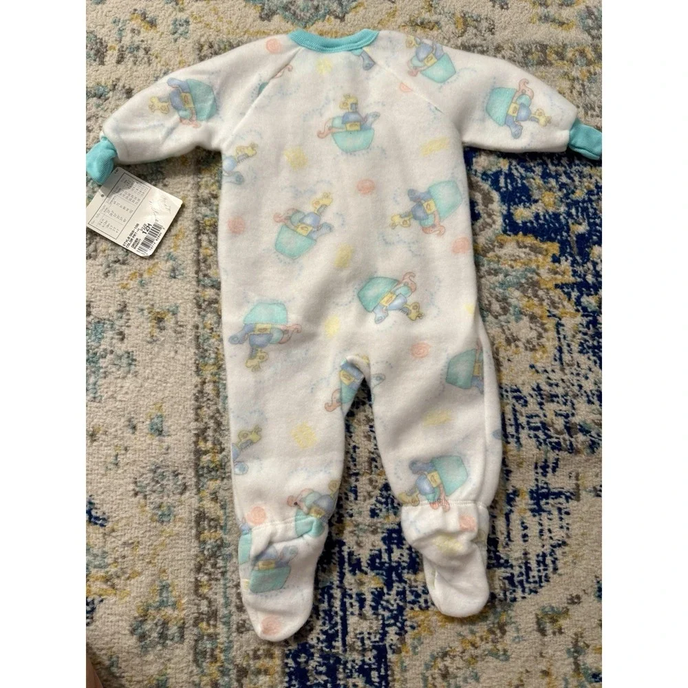 Carter's Vintage Fleece Footed Bodysuit One Piece 12 Months Animals Cloud NWT